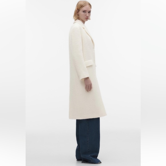 Zara STRAIGHT CUT WOOL BLEND COAT. Ecru. - Picture 10 of 13